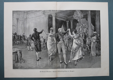 Holzstich H Gillard Glindoni 1900-1905 Nelsons Geburtstags Feier in Neapel
